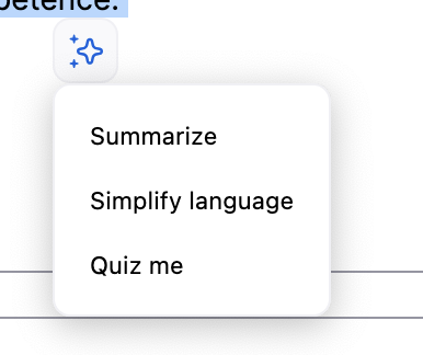 Firefox text selection AI context menu icon